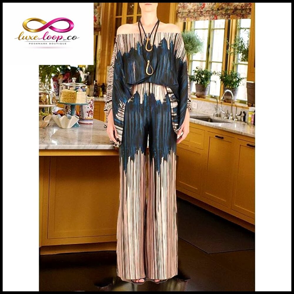 Satin Wide Leg Pant Set Off Shoulder Long Sleeve Loose Fit 2 Piece Outfit - Picture 3 of 6